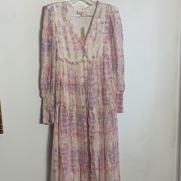 Revolve X Rococo Sand Etre long sleeve button front maxi dress pink new w tag xs - Picture 4 of 13